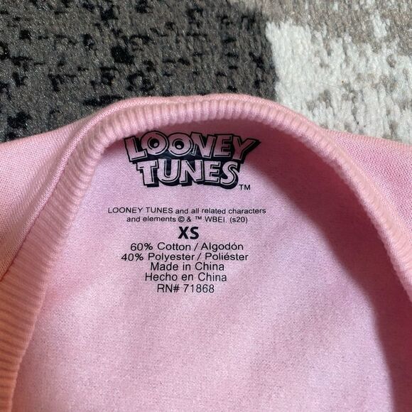 NWT Looney Tunes Textured Fuzzy Bugs Bunny Pink Sweater Crewneck Women's XS - Picture 4 of 5